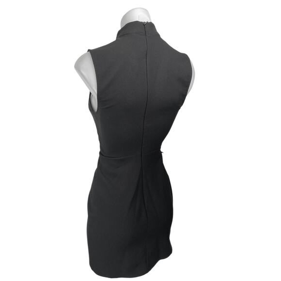 MNG Mango Black Sleeveless Tie Waist Mock Neck Tank Sheath Mini Dress Size 0 - Picture 2 of 4